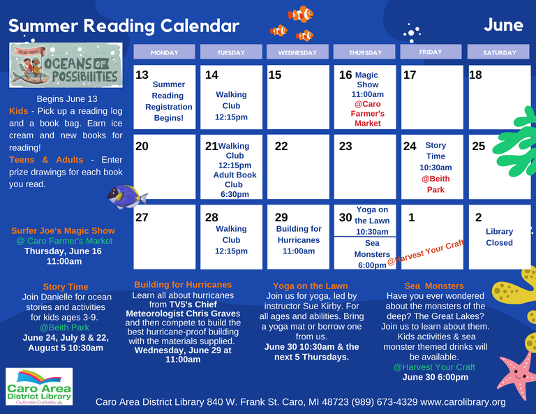 Summer Reading Calendar Page 1