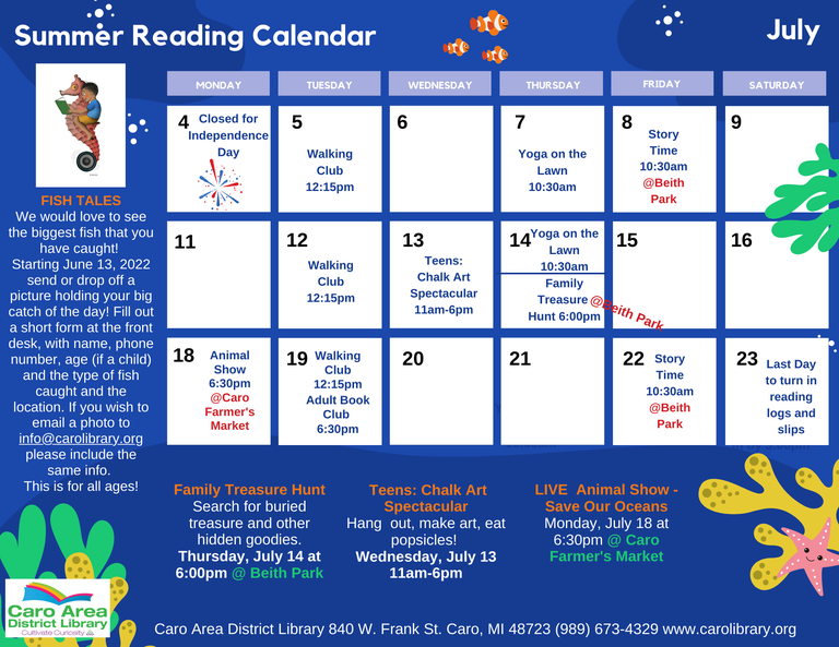 Summer Reading Calendar Page 2